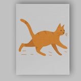 Cute Orange Ginger Tabby Cat Cartoon Illustration Canvas Wall Art Print Decor Picture Ready to Hang