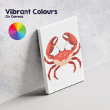 Bright Red Cartoon Crab Sea Life Illustration Canvas Wall Art Print Decor Picture Ready to Hang