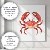 Bright Red Cartoon Crab Sea Life Illustration Canvas Wall Art Print Decor Picture Ready to Hang