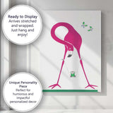 Pink Flamingo Reading Child Swing Whimsical Minimalist Illustration Canvas Wall Art Print Decor Picture Ready to Hang