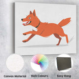 Playful Running Fox Cartoon Wildlife Illustration Canvas Wall Art Print Decor Picture Ready to Hang