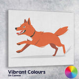 Playful Running Fox Cartoon Wildlife Illustration Canvas Wall Art Print Decor Picture Ready to Hang