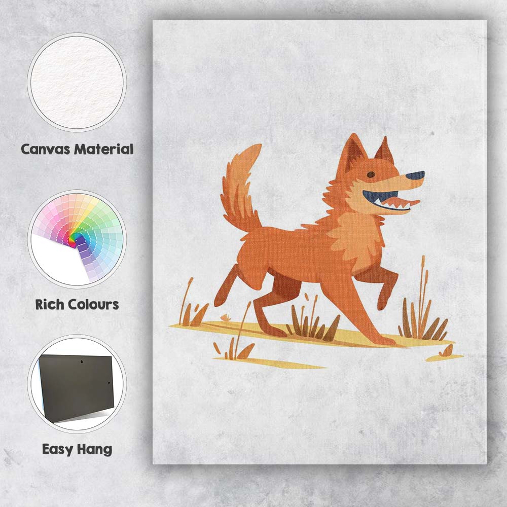 Cute Smiling Fox Woodland Animal Illustration Canvas Wall Art Print Decor Picture Ready to Hang