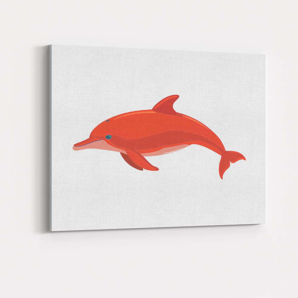 Minimalist Coral Dolphin Ocean Wildlife Illustration Canvas Wall Art Print Decor Picture Ready to Hang