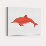 Minimalist Coral Dolphin Ocean Wildlife Illustration Canvas Wall Art Print Decor Picture Ready to Hang
