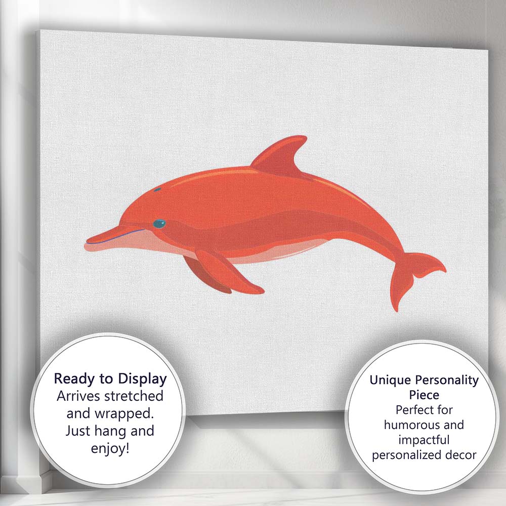 Minimalist Coral Dolphin Ocean Wildlife Illustration Canvas Wall Art Print Decor Picture Ready to Hang