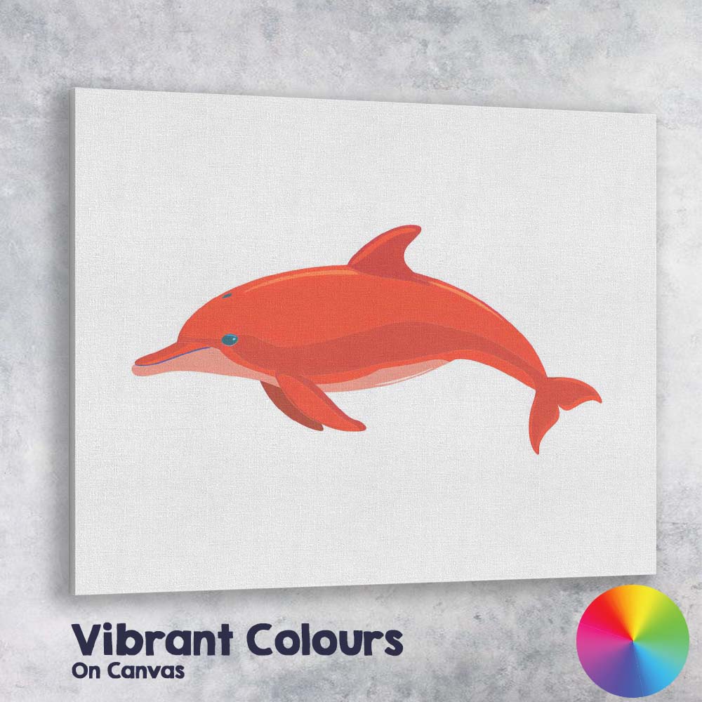 Minimalist Coral Dolphin Ocean Wildlife Illustration Canvas Wall Art Print Decor Picture Ready to Hang