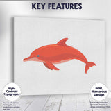 Minimalist Coral Dolphin Ocean Wildlife Illustration Canvas Wall Art Print Decor Picture Ready to Hang
