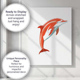 Elegant Leaping Dolphin Marine Life Illustration Canvas Wall Art Print Decor Picture Ready to Hang