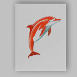 Elegant Leaping Dolphin Marine Life Illustration Canvas Wall Art Print Decor Picture Ready to Hang