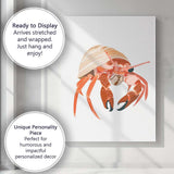 Hermit Crab Seashell Coastal Marine Wildlife Illustration Canvas Wall Art Print Decor Picture Ready to Hang