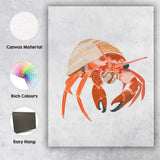 Hermit Crab Seashell Coastal Marine Wildlife Illustration Canvas Wall Art Print Decor Picture Ready to Hang