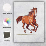 Running Bay Horse Elegant Equine Illustration Canvas Wall Art Print Decor Picture Ready to Hang