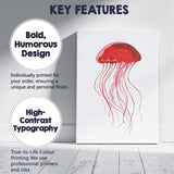 Bright Red Jellyfish Underwater Sea Creature Illustration Canvas Wall Art Print Decor Picture Ready to Hang