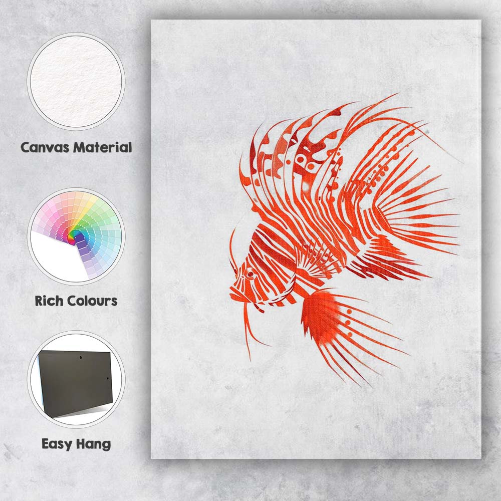 Decorative Lionfish Marine Aquarium Wildlife Illustration Canvas Wall Art Print Decor Picture Ready to Hang