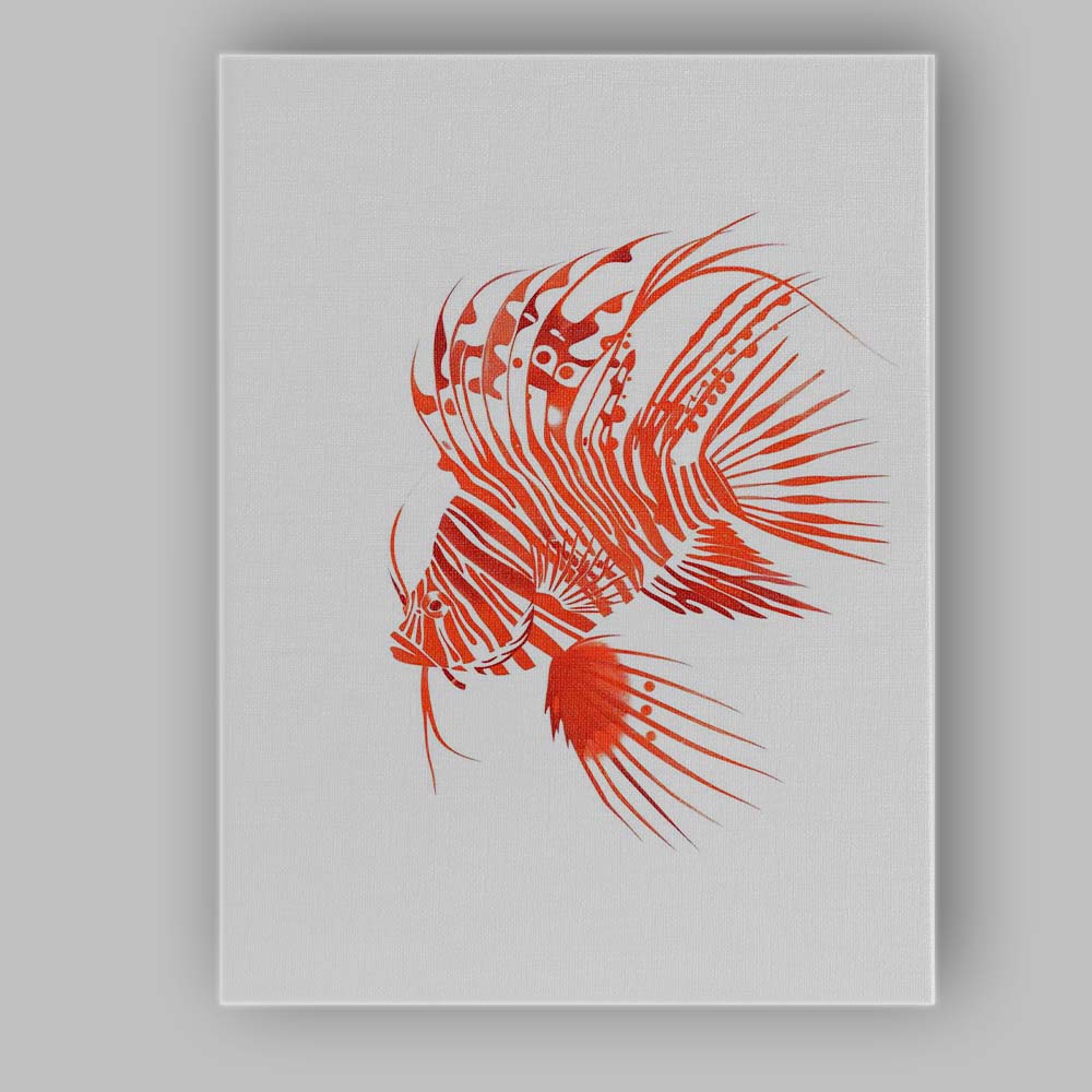 Decorative Lionfish Marine Aquarium Wildlife Illustration Canvas Wall Art Print Decor Picture Ready to Hang