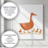 Mother Duck With Ducklings Charming Wildlife Illustration Canvas Wall Art Print Decor Picture Ready to Hang