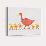 Cute Mother Duck and Ducklings Family Illustration Canvas Wall Art Print Decor Picture Ready to Hang