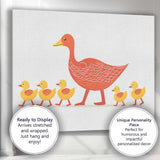 Cute Mother Duck and Ducklings Family Illustration Canvas Wall Art Print Decor Picture Ready to Hang