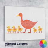 Cute Mother Duck and Ducklings Family Illustration Canvas Wall Art Print Decor Picture Ready to Hang