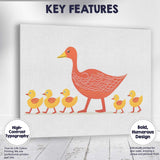 Cute Mother Duck and Ducklings Family Illustration Canvas Wall Art Print Decor Picture Ready to Hang
