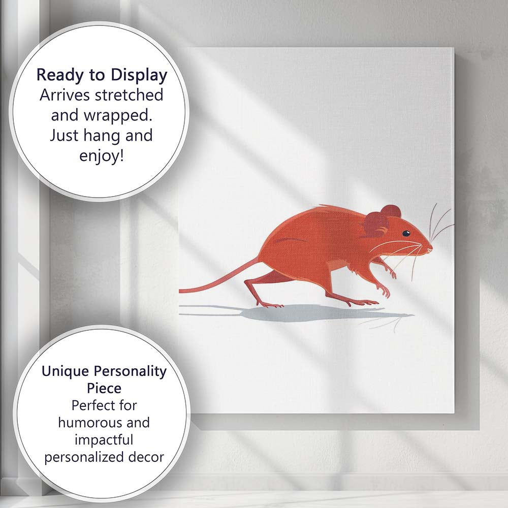 Minimalist Brown Field Mouse Wildlife Illustration Canvas Wall Art Print Decor Picture Ready to Hang