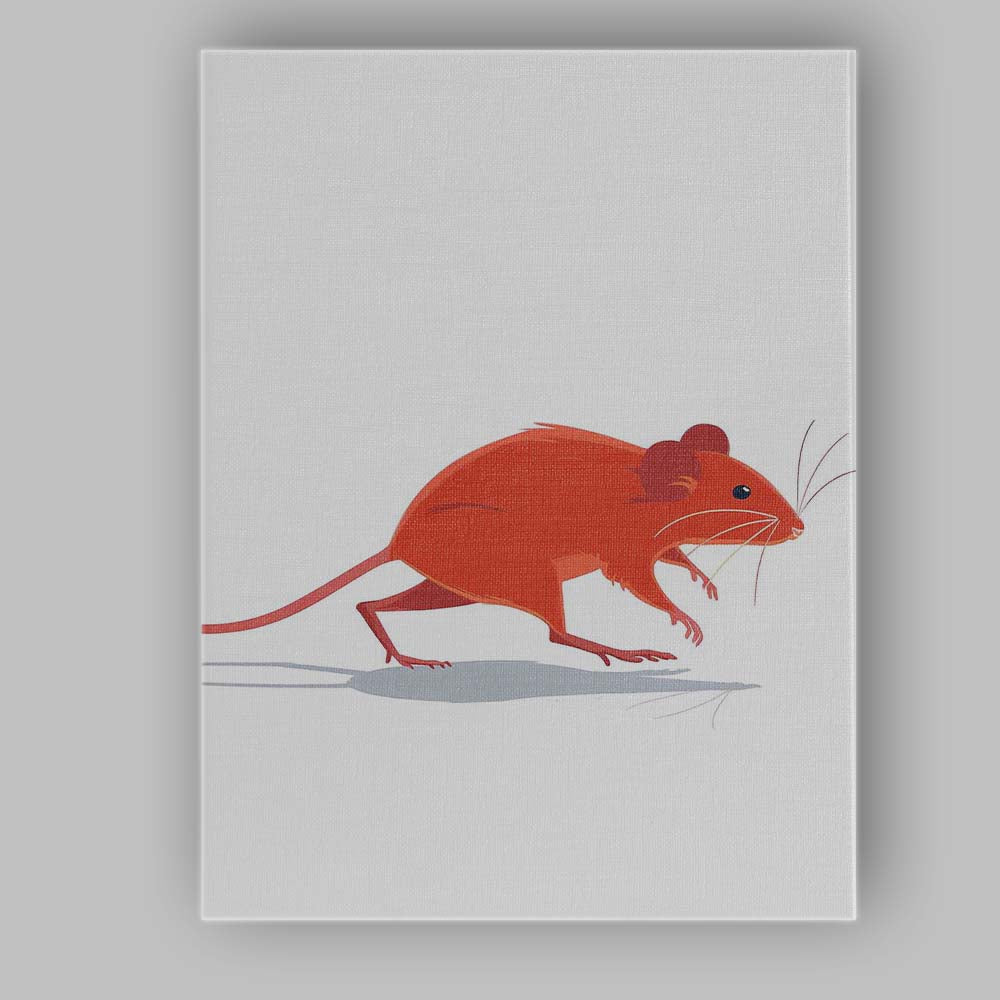 Minimalist Brown Field Mouse Wildlife Illustration Canvas Wall Art Print Decor Picture Ready to Hang