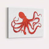 Detailed Red Giant Octopus Ocean Creature Illustration Canvas Wall Art Print Decor Picture Ready to Hang