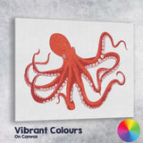 Detailed Red Giant Octopus Ocean Creature Illustration Canvas Wall Art Print Decor Picture Ready to Hang