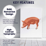 Rustic Brown Wild Boar Woodland Animal Illustration Canvas Wall Art Print Decor Picture Ready to Hang