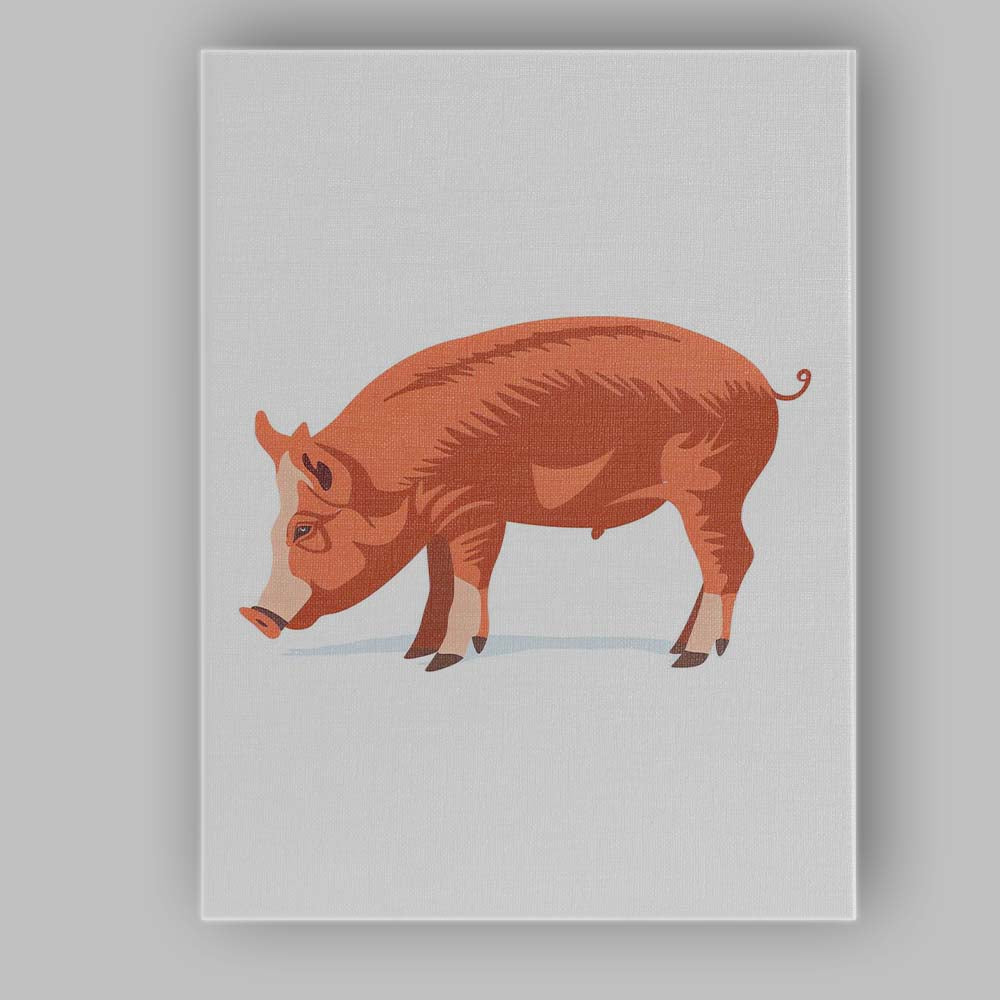 Rustic Brown Wild Boar Woodland Animal Illustration Canvas Wall Art Print Decor Picture Ready to Hang