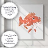 Cute Spotted Puffer Fish Marine Life Illustration Canvas Wall Art Print Decor Picture Ready to Hang
