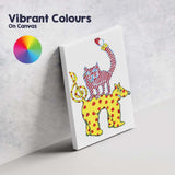 Whimsical Colourful Cat Riding Polka Dot Horse Illustration Canvas Wall Art Print Decor Picture Ready to Hang