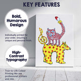 Whimsical Colourful Cat Riding Polka Dot Horse Illustration Canvas Wall Art Print Decor Picture Ready to Hang