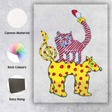 Whimsical Colourful Cat Riding Polka Dot Horse Illustration Canvas Wall Art Print Decor Picture Ready to Hang