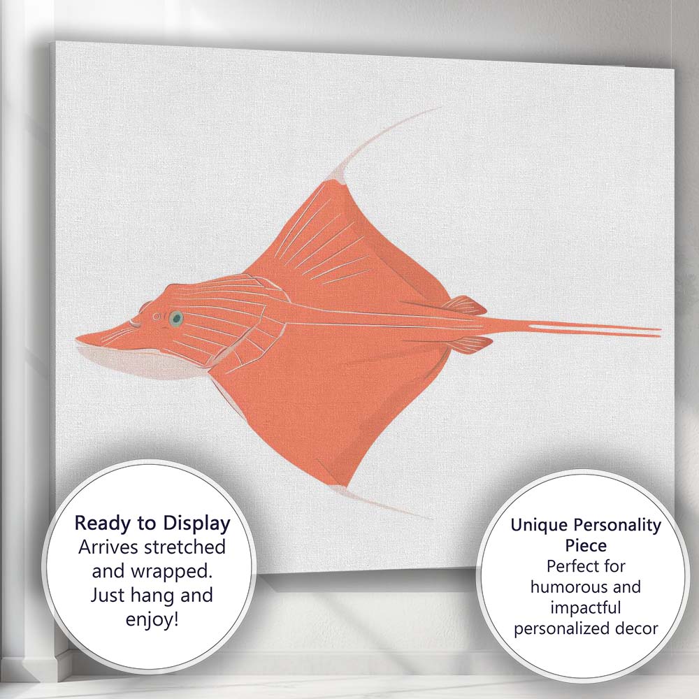 Elegant Flying Stingray Marine Life Illustration Canvas Wall Art Print Decor Picture Ready to Hang