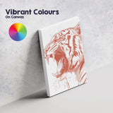 Roaring Tiger Head Detailed Wildlife Illustration Canvas Wall Art Print Decor Picture Ready to Hang