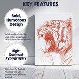 Roaring Tiger Head Detailed Wildlife Illustration Canvas Wall Art Print Decor Picture Ready to Hang