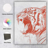 Roaring Tiger Head Detailed Wildlife Illustration Canvas Wall Art Print Decor Picture Ready to Hang