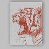 Roaring Tiger Head Detailed Wildlife Illustration Canvas Wall Art Print Decor Picture Ready to Hang