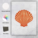 Minimalist Orange Scallop Seashell Coastal Illustration Canvas Wall Art Print Decor Picture Ready to Hang