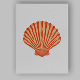 Minimalist Orange Scallop Seashell Coastal Illustration Canvas Wall Art Print Decor Picture Ready to Hang