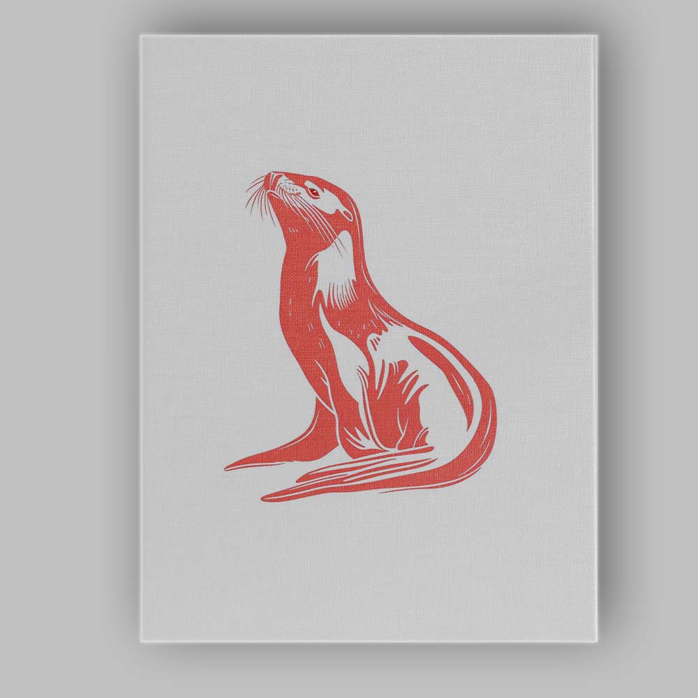Stylised Sea Lion Marine Wildlife Illustration Canvas Wall Art Print Decor Picture Ready to Hang