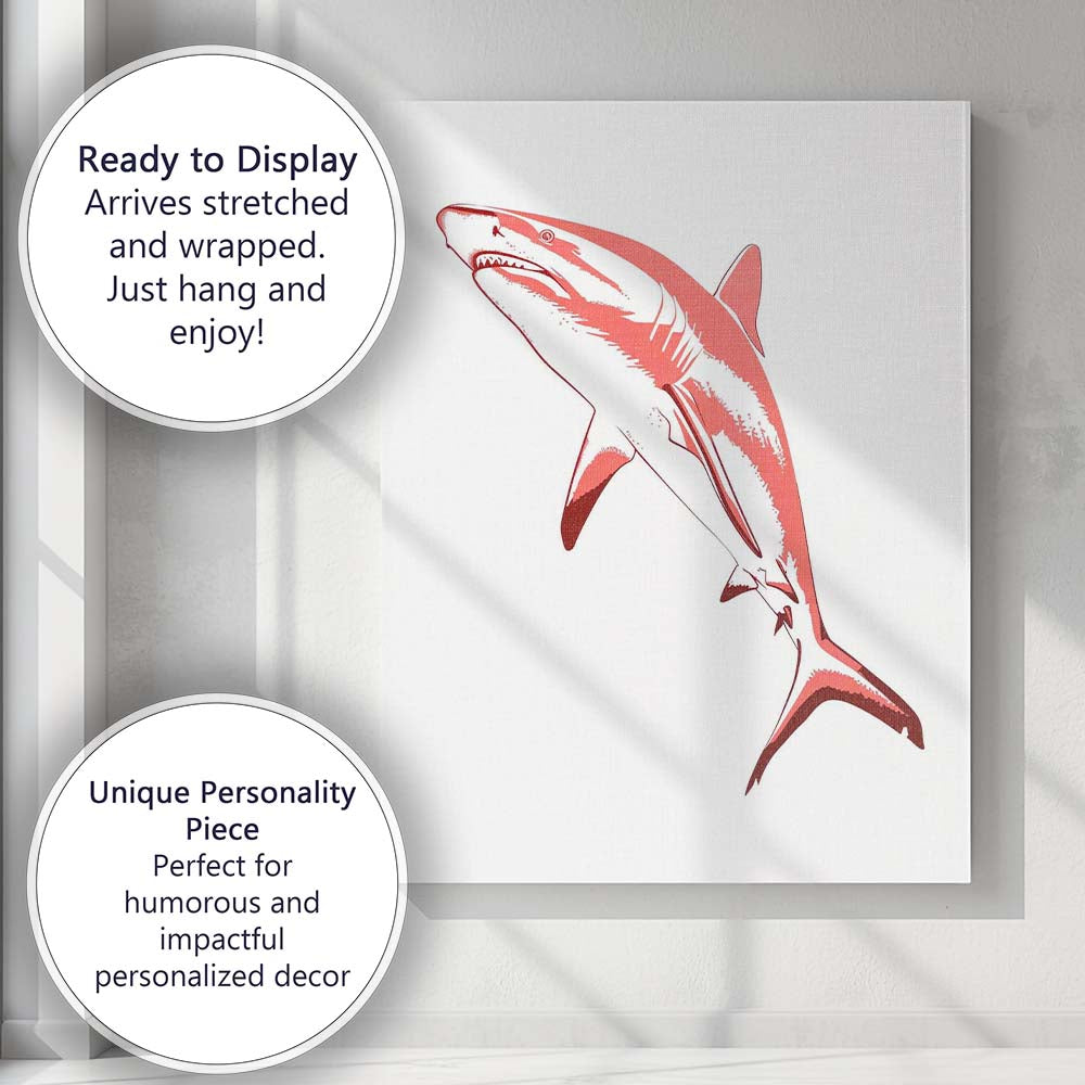Great White Shark Marine Wildlife Illustration Canvas Wall Art Print Decor Picture Ready to Hang