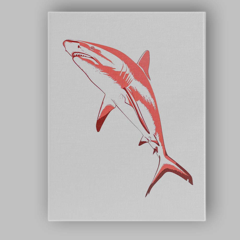 Great White Shark Marine Wildlife Illustration Canvas Wall Art Print Decor Picture Ready to Hang