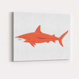 Minimalist Orange Reef Shark Ocean Wildlife Illustration Canvas Wall Art Print Decor Picture Ready to Hang