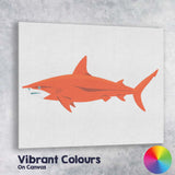 Minimalist Orange Reef Shark Ocean Wildlife Illustration Canvas Wall Art Print Decor Picture Ready to Hang