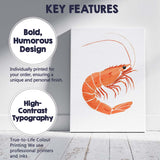 Minimalist Orange Shrimp Seafood Illustration Canvas Wall Art Print Decor Picture Ready to Hang