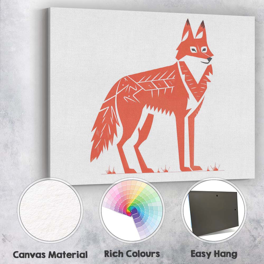 Scandinavian Orange Fox Woodland Animal Illustration Canvas Wall Art Print Decor Picture Ready to Hang