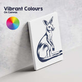 Navy Blue Kangaroo Wildlife Line Art Illustration Canvas Wall Art Print Decor Picture Ready to Hang